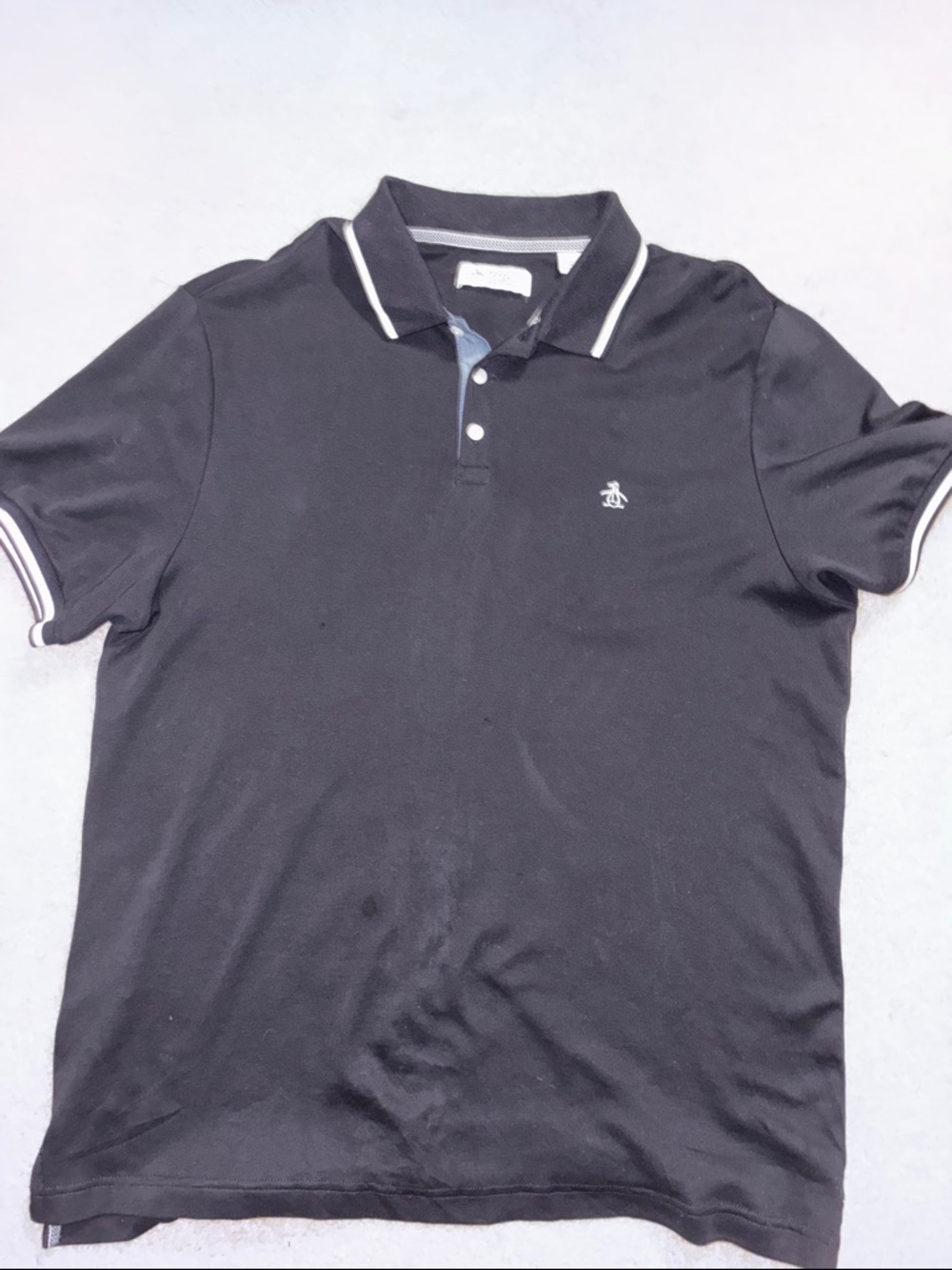 Original Penguin Black Polo with White Piping